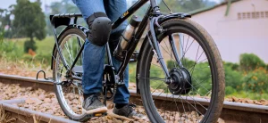 Rear hub motor and battery of a Karaa electric bike