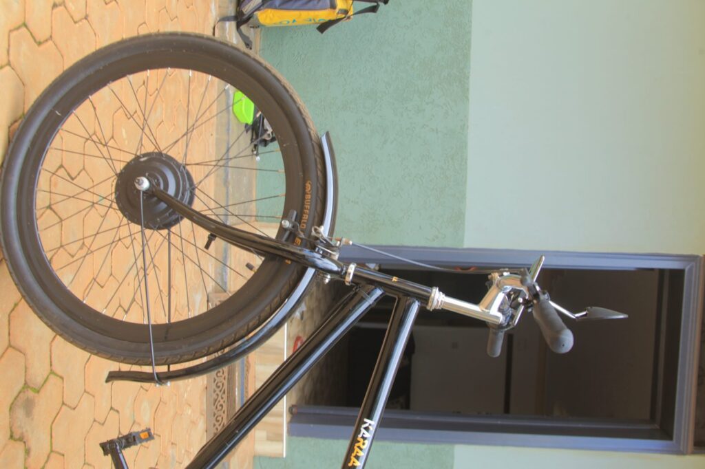 Rear hub motor on a Karaa electric bike