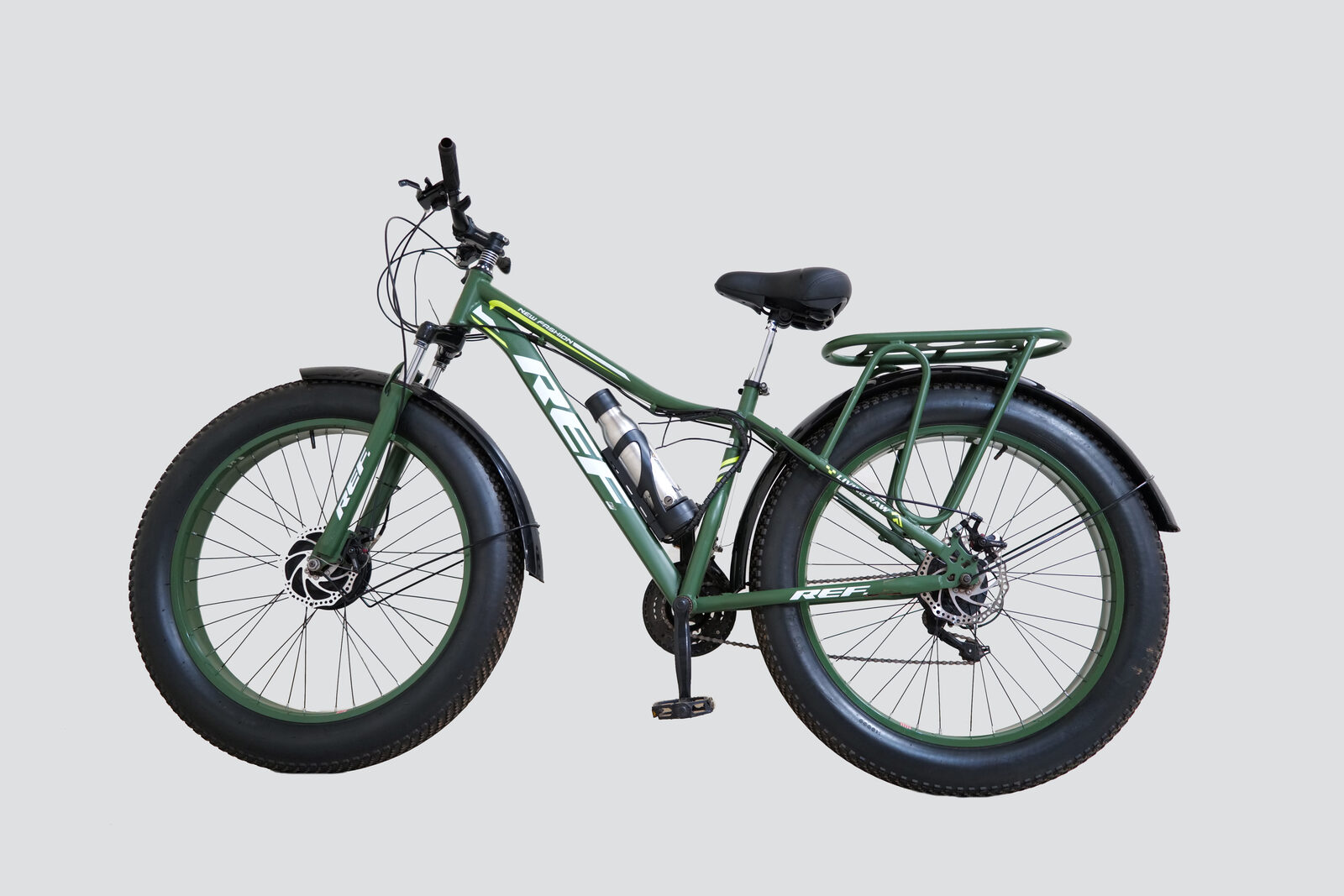 A REF bicycle converted to electric with the Karaa kit, studio side profile